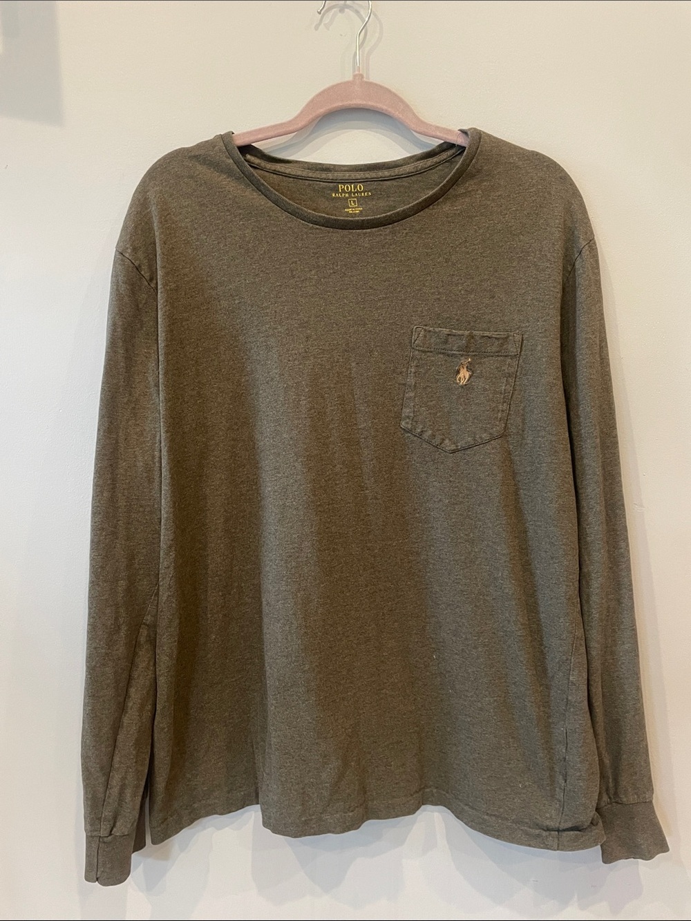 Polo by Ralph Lauren Olive Green Long-Sleeve Pocket Tee Mens large